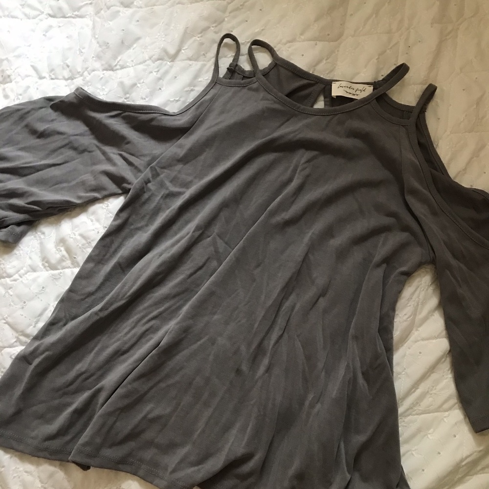 Cold shoulder bell sleeve top